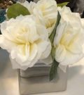 PL09-Flower, Silk Roses in chrome pot
