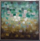 A133-Teal/Green/Yellow Squares, Framed