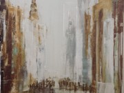 A01a-Skyscraper Abstract, Grey/Mustard