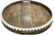 Tray, Round Wood, Scallop-Acc101