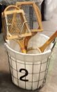 Vintage Rackets in Wire Basket-Acc012