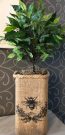 PL37-Burlap Vase w/ Fig Leaf Mini Tree