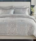 BQ15-Queen, Silver Damask Comforter Set