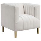 LC02a-Cream Velvet, Tuxedo Club Chair