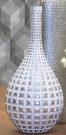Vase, White & Silver, Textured-Acc438a