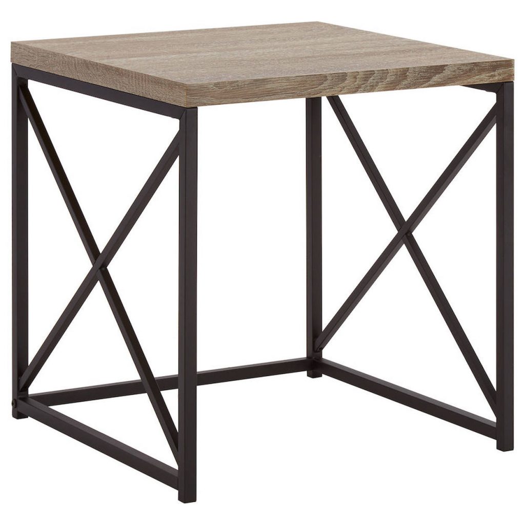 OT62aBlack Metal Side Table, Wood Top The Rental Dept