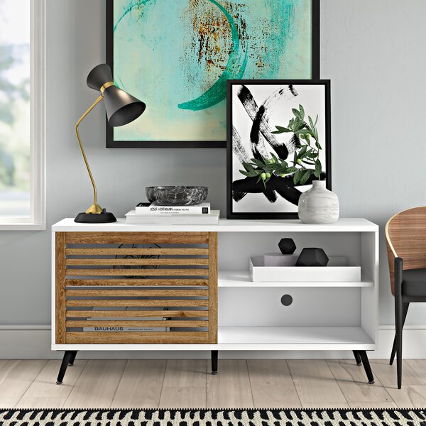 OTC27White & Wood, TV console The Rental Dept