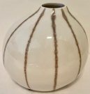 Vase, White & Beige Stripe–Acc439a