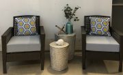 PT00-Set of 2, Wicker Chairs w/cushions