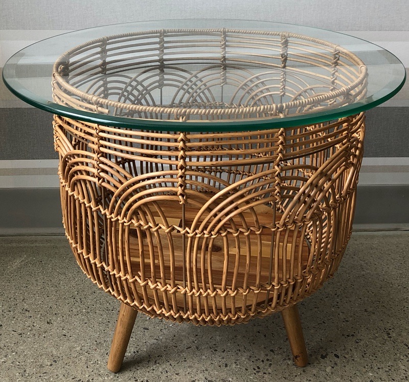OT44aNatural Wicker, Planter Table The Rental Dept