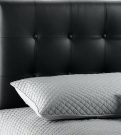 BM11b-Queen, Black Leather Tufted