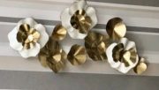 A50aa-White & Gold Roses, Metal Art