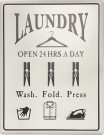 A121a-Laundry Sign, B & W Metal