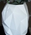 Vase, White Resin Geo Pattern-Acc021g