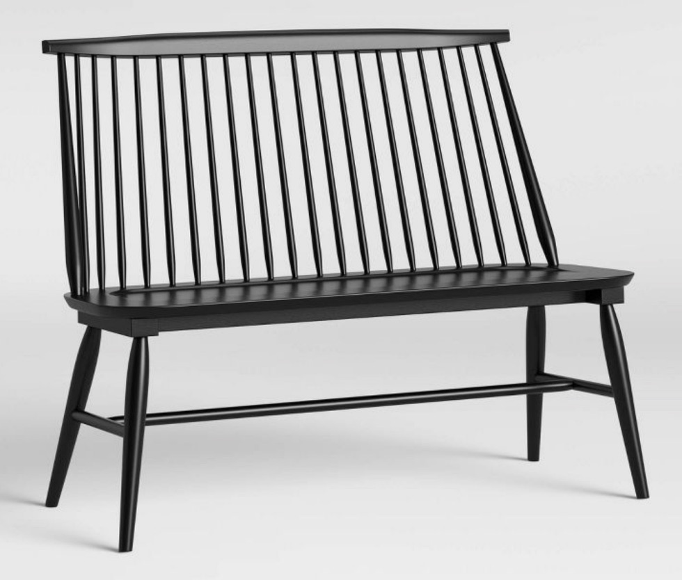 OB0 Black Slat Farmhouse Bench The Rental Dept